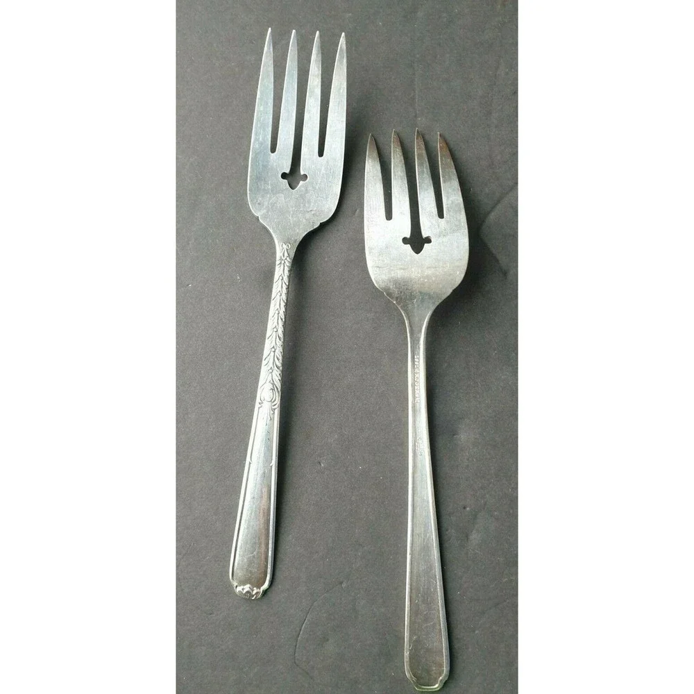 Oneida Silver Plate Janet Meat Serving Fork x 2